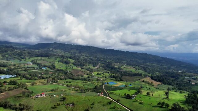 Aerial View of Fusagasuga Cityscape and Andean Mountains in Colombia