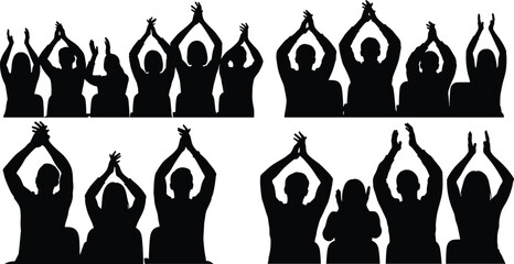 Fototapeta premium Audience Applause Silhouette Collection Featuring Cheering Crowd and Clapping People Vector Illustrations for Entertainment and Event Design Projects