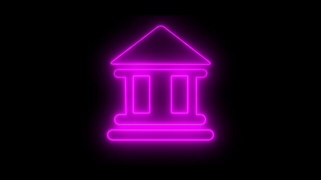 File #: Knickerbocker glowing bank building icon animation Financial growth and dollar coin icon isolated bank icon animation on background....