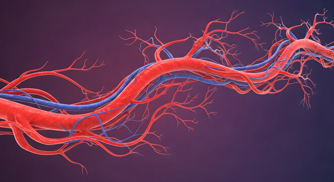 3D Human Blood Vessels Arteries and Veins Anatomy Close-Up