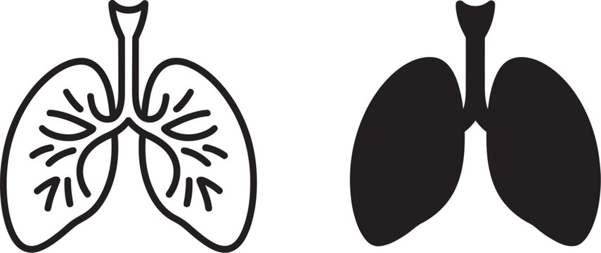 Lung, icon vector for web, computer, and mobile app featuring clean anatomical respiratory system symbol in modern style ideal for healthcare apps, medical dashboards, and wellness design systems.