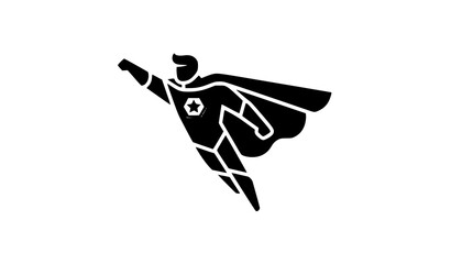 Minimal superhero flying logo vector icon with cape silhouette modern flat design concept © Nittika