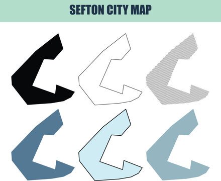 Sefton City Map outlines in various styles and colors for urban planning and location identification