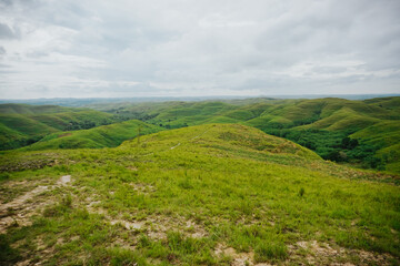 Obraz premium Wairinding Hill Scenic Rolling Grassland Savanna Landscape in East Sumba