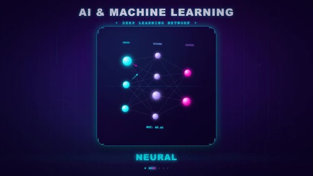 Neon artificial intelligence and machine learning icon interface