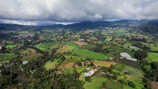 Aerial View of Fusagasuga Cityscape and Andean Mountains in Colombia