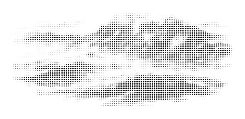 Fototapeta premium Distorted halftone cloud shapes on transparent background