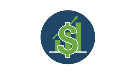 Fototapeta premium Dollar sign with upward arrow icon financial growth symbol