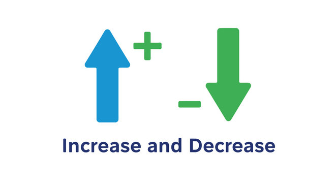 Increase and decrease icons up and down arrows with plus and minus signs