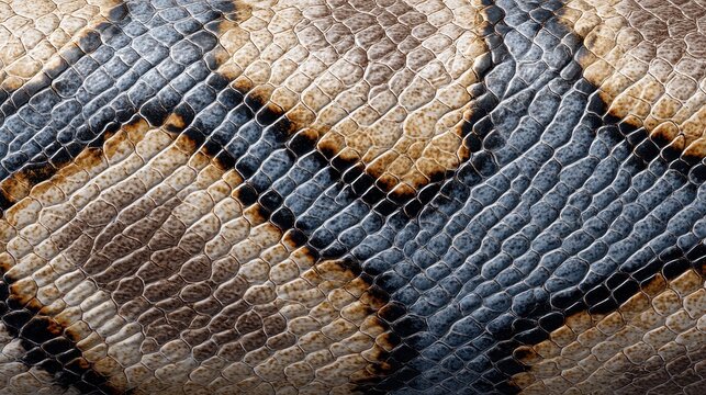 Close-up of Natural Snake Skin Texture with Intricate Pattern