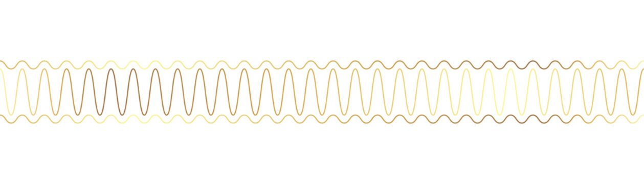 Golden wavy border on transparent background elegant wave