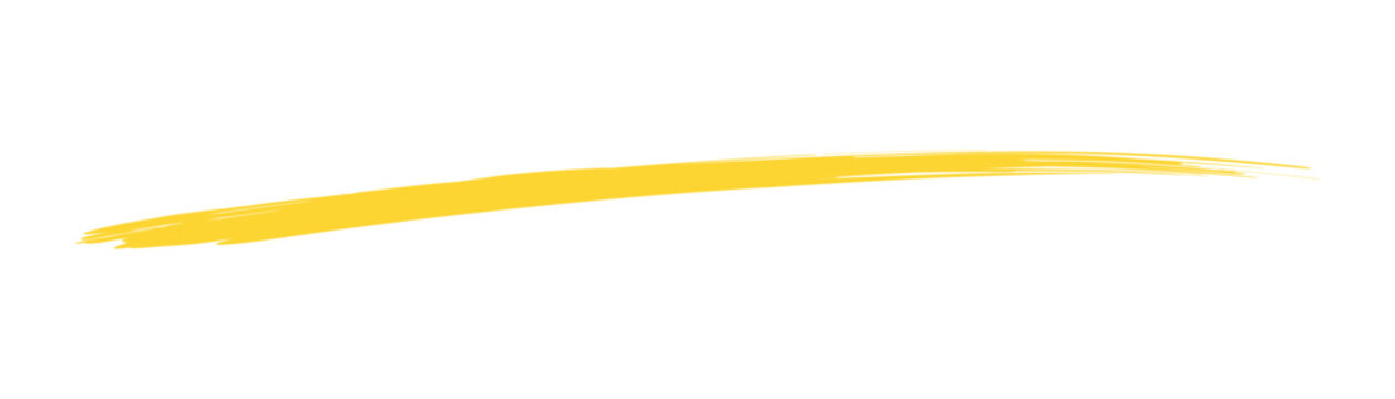 Yellow paint brush stroke line element, acrylic paint smear, horizontal underline brush stroke