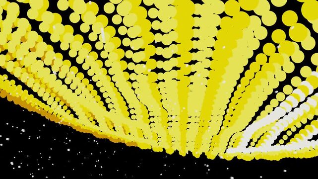 Abstract yellow and black geometric pattern with circular shapes