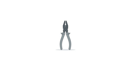 A pair of metal pliers with a gray finish stands upright on a plain white background. © MzBee