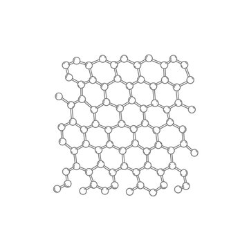 A detailed illustration of a two-dimensional hexagonal carbon lattice structure, resembling graphene.