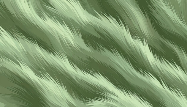 Vector of sage green plush fur texture background with soft wavy ripples. Luxury fuzzy fabric material for eco-friendly fashion, organic cosmetic display, and serene interior design backdrop.