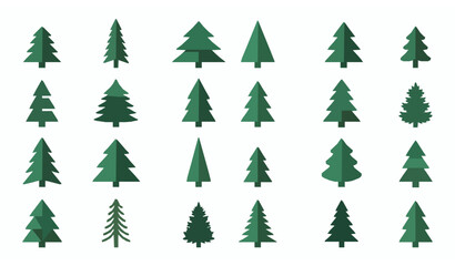 Obraz premium Pine Tree Icon Collection
