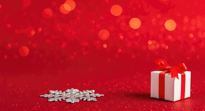 Stunning ruby red background with sparkling glitter bokeh effects and soft glowing circles, ideal for festive holiday cards and backdrops, glamorous, decoration, backdrop