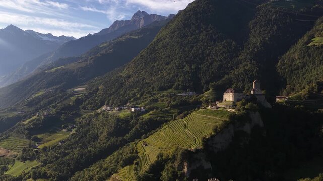 Castle Tirolo Merano Alpine Vineyard Aerial View