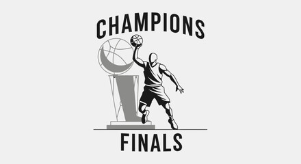 Fototapeta premium Basketball Champion Silhouette Celebrating Victoriously With Championship Trophy During Finals