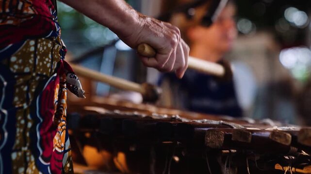Afrikanisches Xylophon in Zeitlupe bei Musikperformance