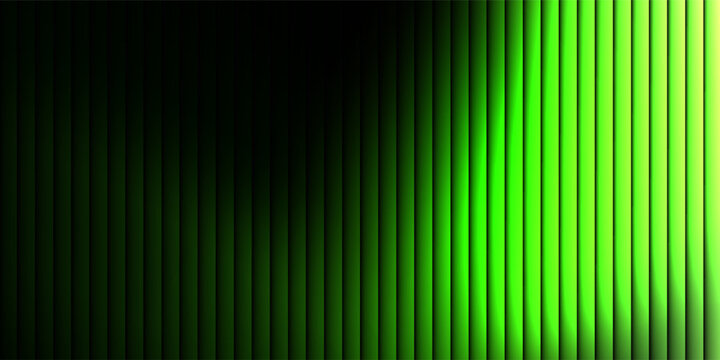 Dark green neon gradient ribbed glass. Vector ribbed glass texture background. Mesh gradient. acrylic ribbed bath surface. Reeded glass background semitransparent overlay. Bath wall window