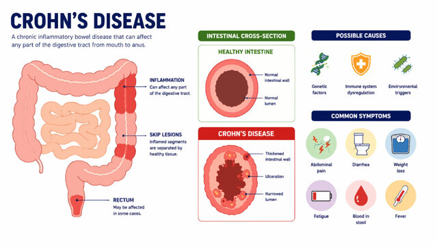 Crohn&rsquo;s Disease Digestive Tract and Intestinal Inflammation Infographic