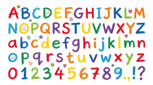 Colorful Alphabet and Number: A vibrant and playful collection of alphabet letters and numbers, perfect for educational content and creative designs.