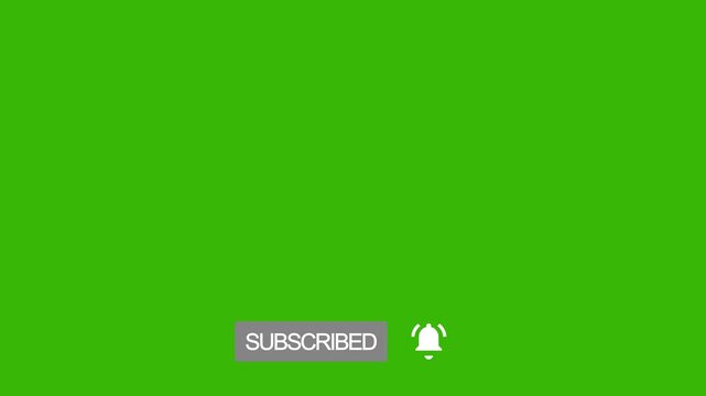 Animated YouTube Subscribe Button for Video Overlay. Like Subscribe Bell Notification Button, subscribe to channel. Green Screen