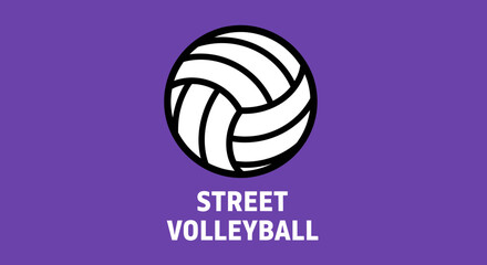 Fototapeta premium Bold Volleyball Emblem On Violet Background Depicting Street Play And Sport Design
