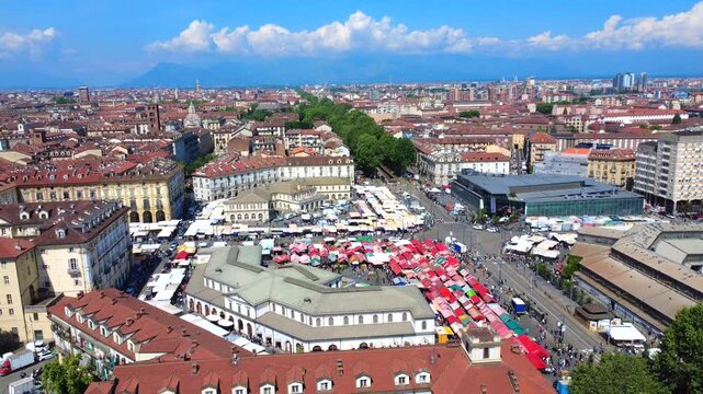 Turin Market Aerial 4K