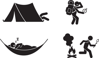 Obraz premium Funny Camping Disaster Bundle, Tent Chaos, Lost Camper, Sleeping Camper, Campfire Panic Collection