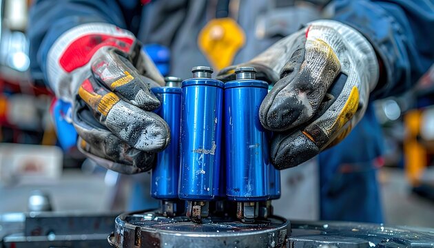 Mechanic Assembling Industrial Hydraulic Cylinders.
