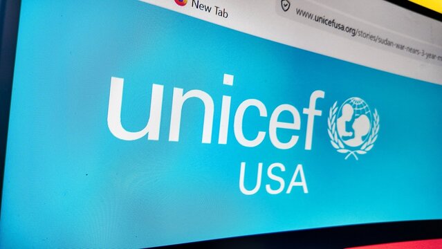 a computer screen with unicef website displayed