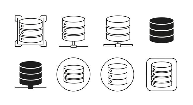 Database Server Icon Set for Web and Software Interface Design