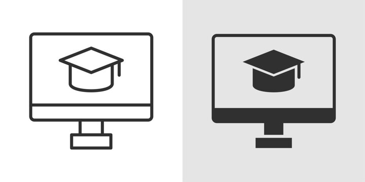 Digital Classroom Icon representing virtual teaching environments, online classes, and interactive education technology.