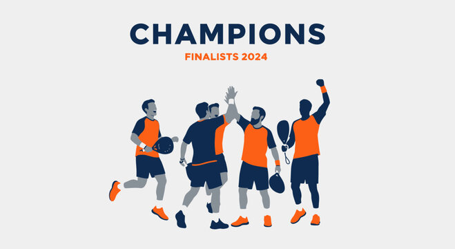 Champion Paddleball Team Celebrating Victory, Finals 2024, Illustration of Sporting Success
