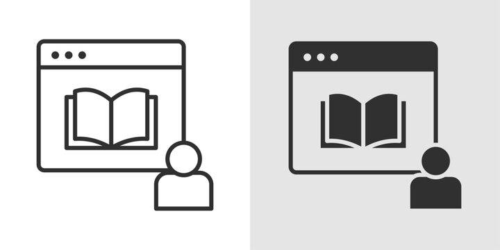 Remote Education Icon representing online learning systems, distance education, and virtual classrooms.