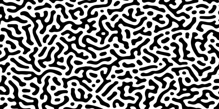 Abstract black and white organic reaction diffusion pattern background with maze-like turing structures. intricate reaction-diffusion pattern, organic, labyrinthine texture