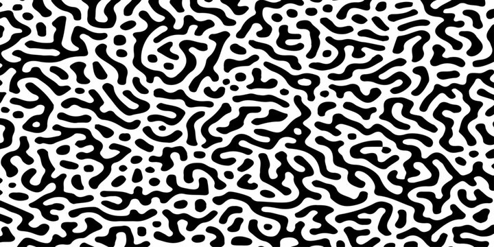 Abstract black and white organic reaction diffusion pattern background with maze-like turing structures. intricate reaction-diffusion pattern, organic, labyrinthine texture