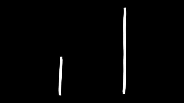 Looping video element animation showing the process of drawing a box or rectangular frame in a rough white brush stroke style over a solid black background.
