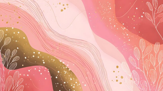 Abstract simply background with natural line arts - autumn theme 