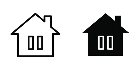 Naklejka premium Minimalist house icons in outline and filled styles