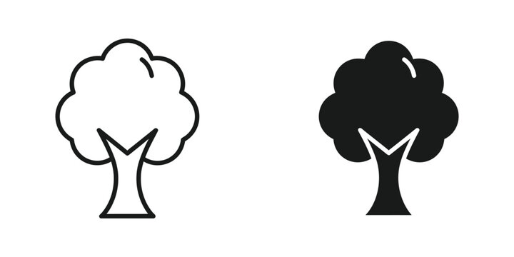 Simple tree icons in outline and filled styles