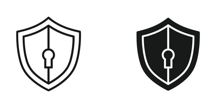Shield with key icon in modern vector style