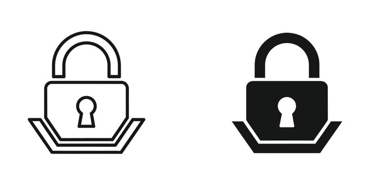Secure padlock icon with open and closed states