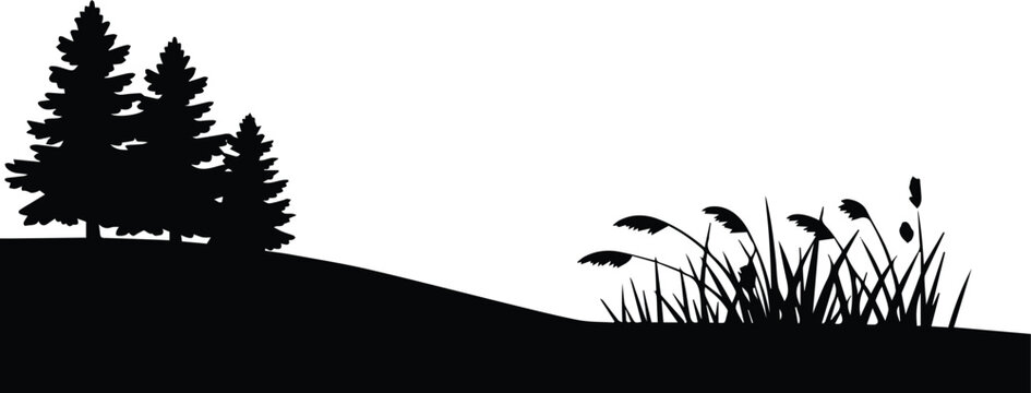 Hilltop trees and grass for logo and branding