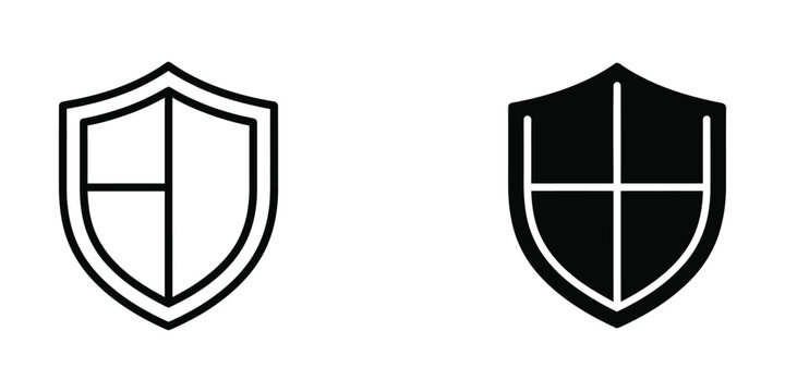 Minimalist shield with cross symbol in two styles