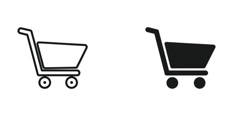 Black and white shopping cart icons side by side © yunisstock