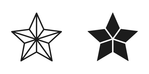 Obraz premium Minimalist star icon with outline and solid fill variations